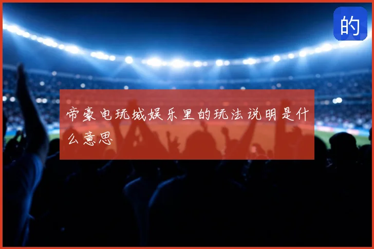 帝豪电玩城娱乐里的玩法说明是什么意思